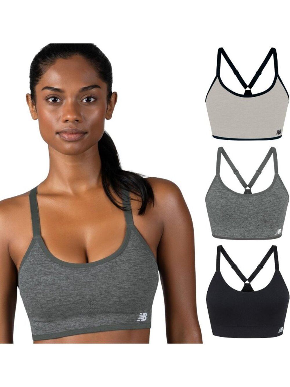 3 Pack Women's Seamless Sports Bras with Removable Pads, Medium Impact Gym Set